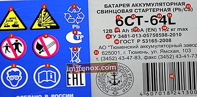 Ruský štandard batérie. Dekódovanie