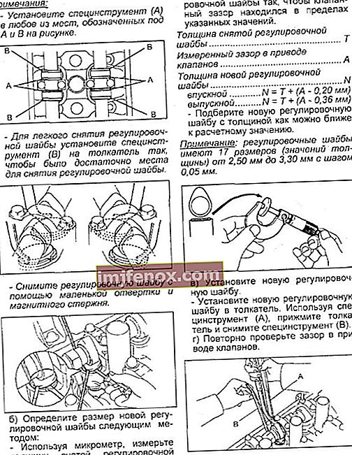 Vārstu regulēšana Toyota Corona / Caldina - instrukcijas